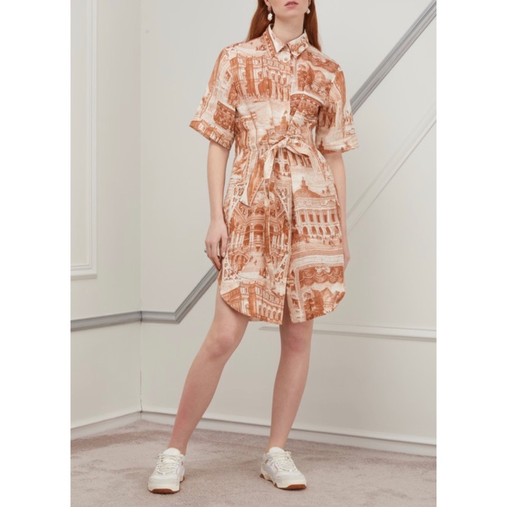 Acne Studio Linen Print Buttoned Shirt Dress M - Picture 2 of 16